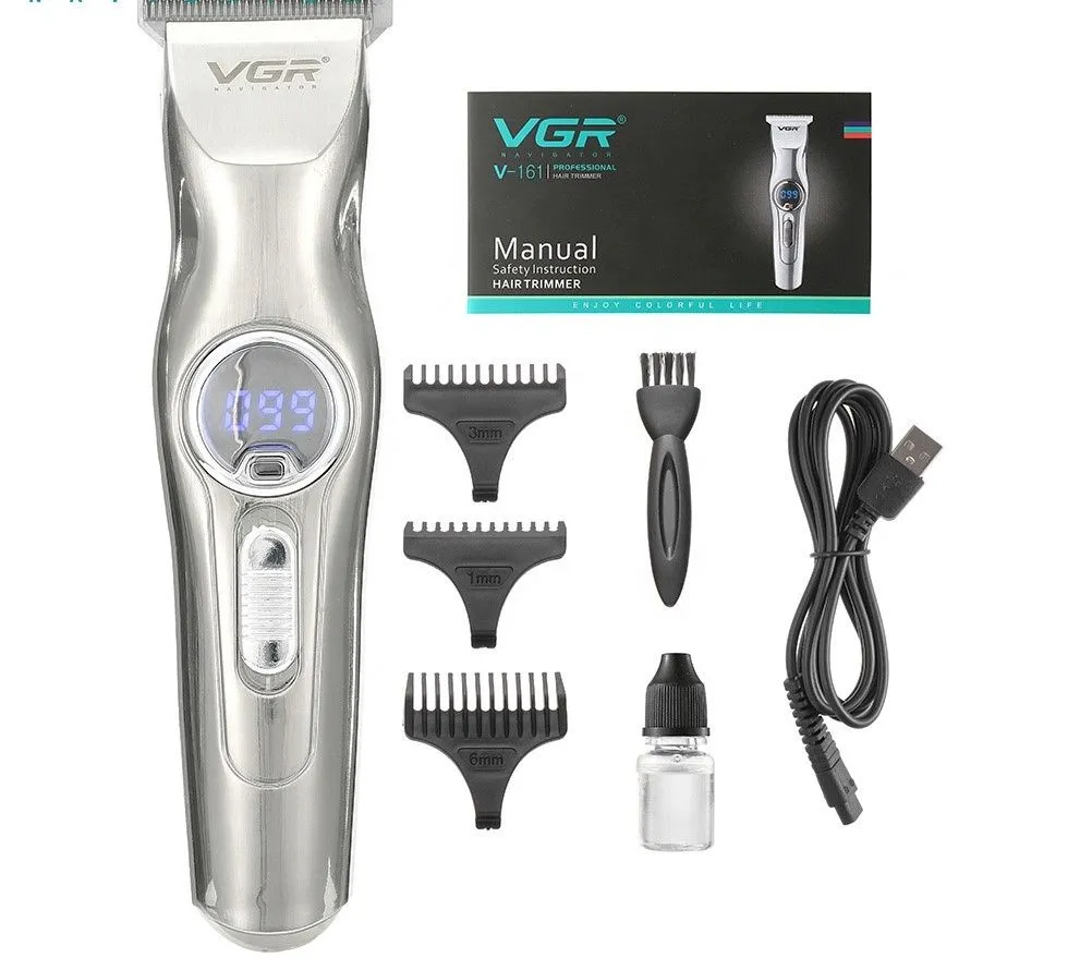 VGR V-161 Digital Display 180 Mins Runtime 1500 Mah Li-Ion Battery Fast Charge Hair Clipper/Trimmer