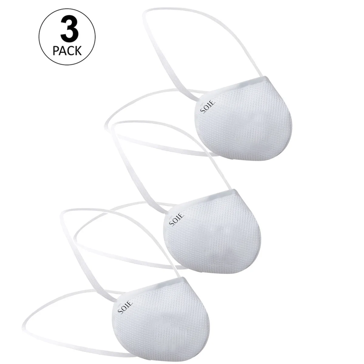 S.O.I.E 8 Layer Reusable Sn 99.9 Protection Head Loops Freedom Mask Pack Of 3 - White