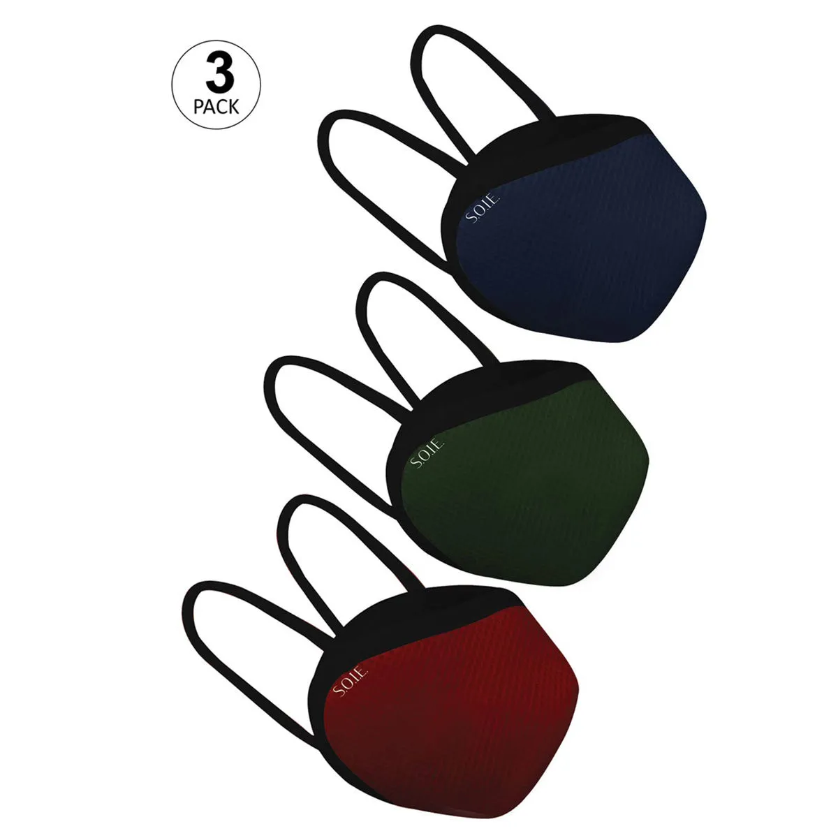 S.O.I.E 8 Layer Reusable Sn 99.9 Protection Ear Loops Freedom Mask Pack Of 3 - Multi-Color