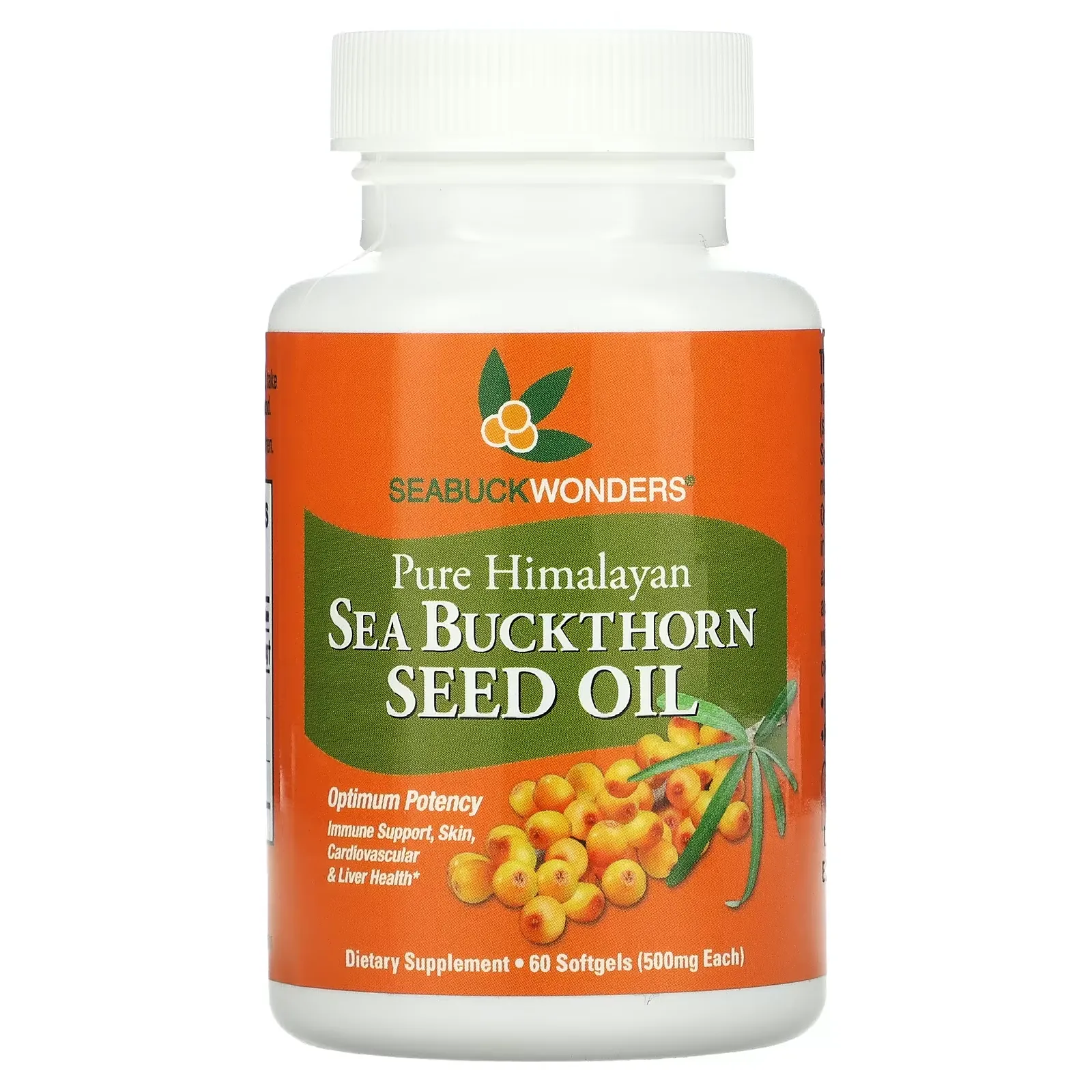 Sea Buckthorn Seed Oil, 500 mg, 60 Softgels