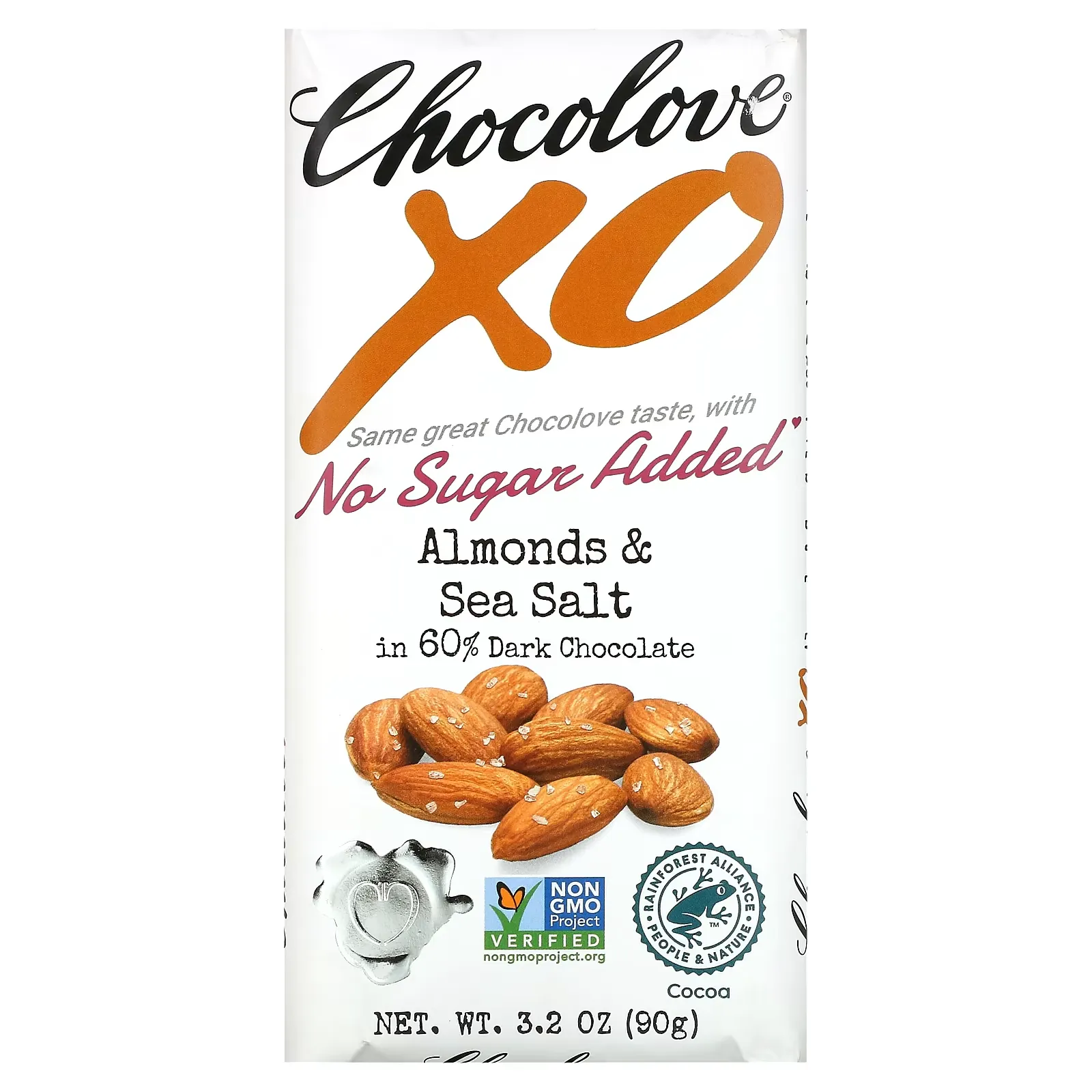 XO, Almonds & Sea Salt in 60% Dark Chocolate Bar, 3.2 oz (90 g)