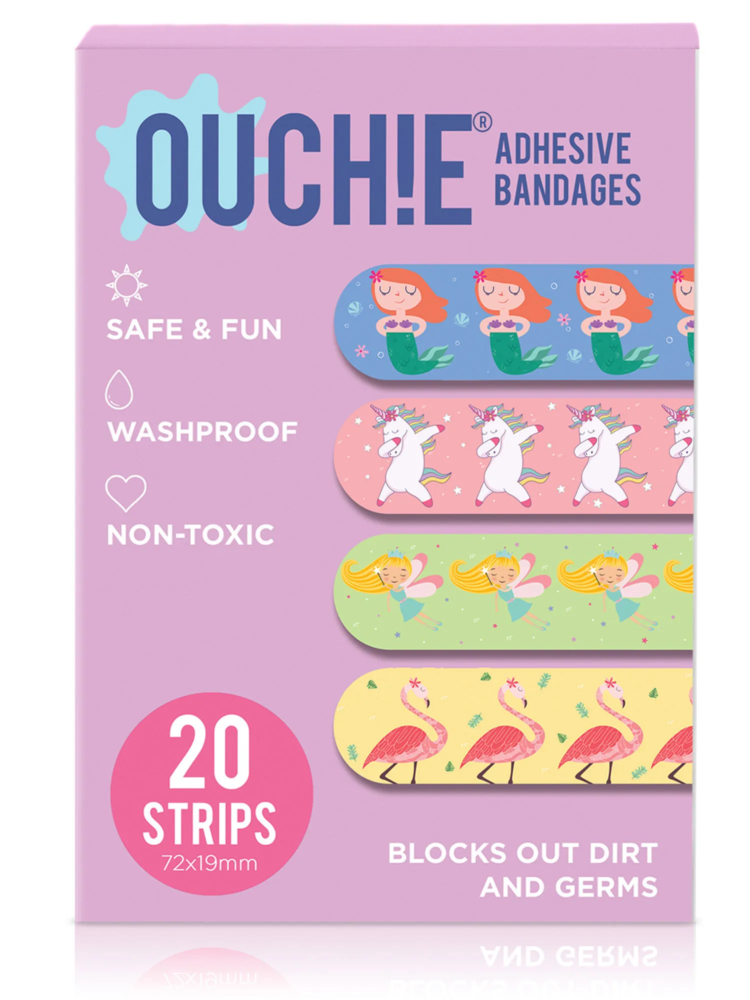 OUCHIE Non-toxic Printed Bandages (pack Of 20) - Lavender