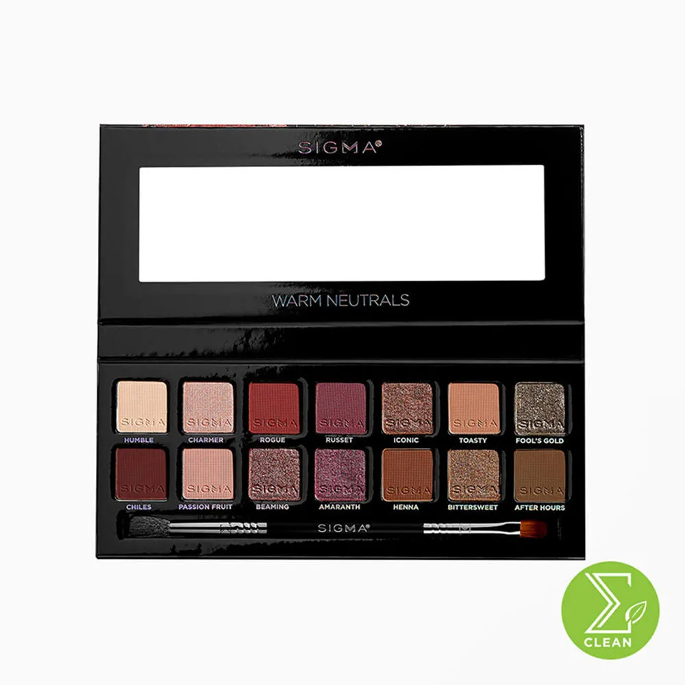 Sigma Beauty Warm Neutrals Eyeshadow Palette With Dual-Ended Brush