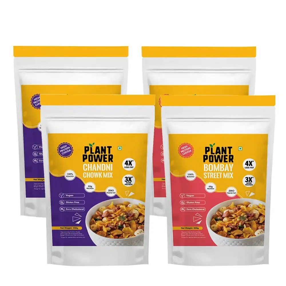 Plant Power High Protein Chivda Variety Pack of 4,  Unflavoured  200 g