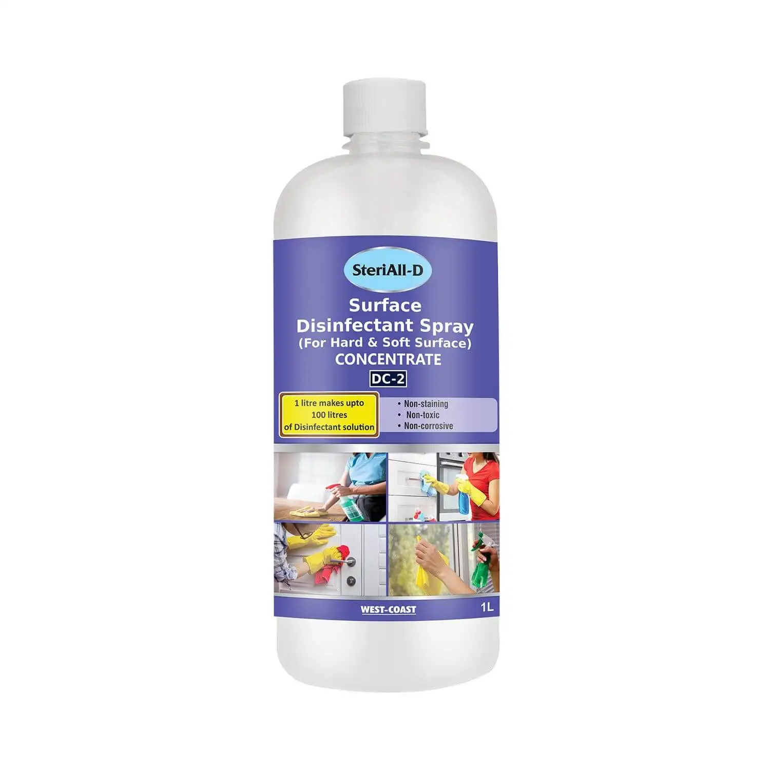 West Coast SteriAll-D Surface Disinfectants Spray,  Fragrance Free  1 L  Protection from Germs