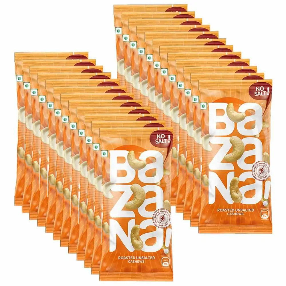 Bazana Roasted Unsalted Snacks,  Cashews  24 Piece(s)/Pack