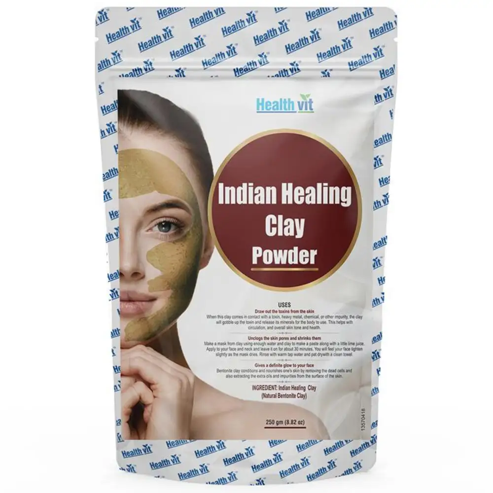 Healthvit Indian Healing Clay Powder,  250 g  for All Skin Types