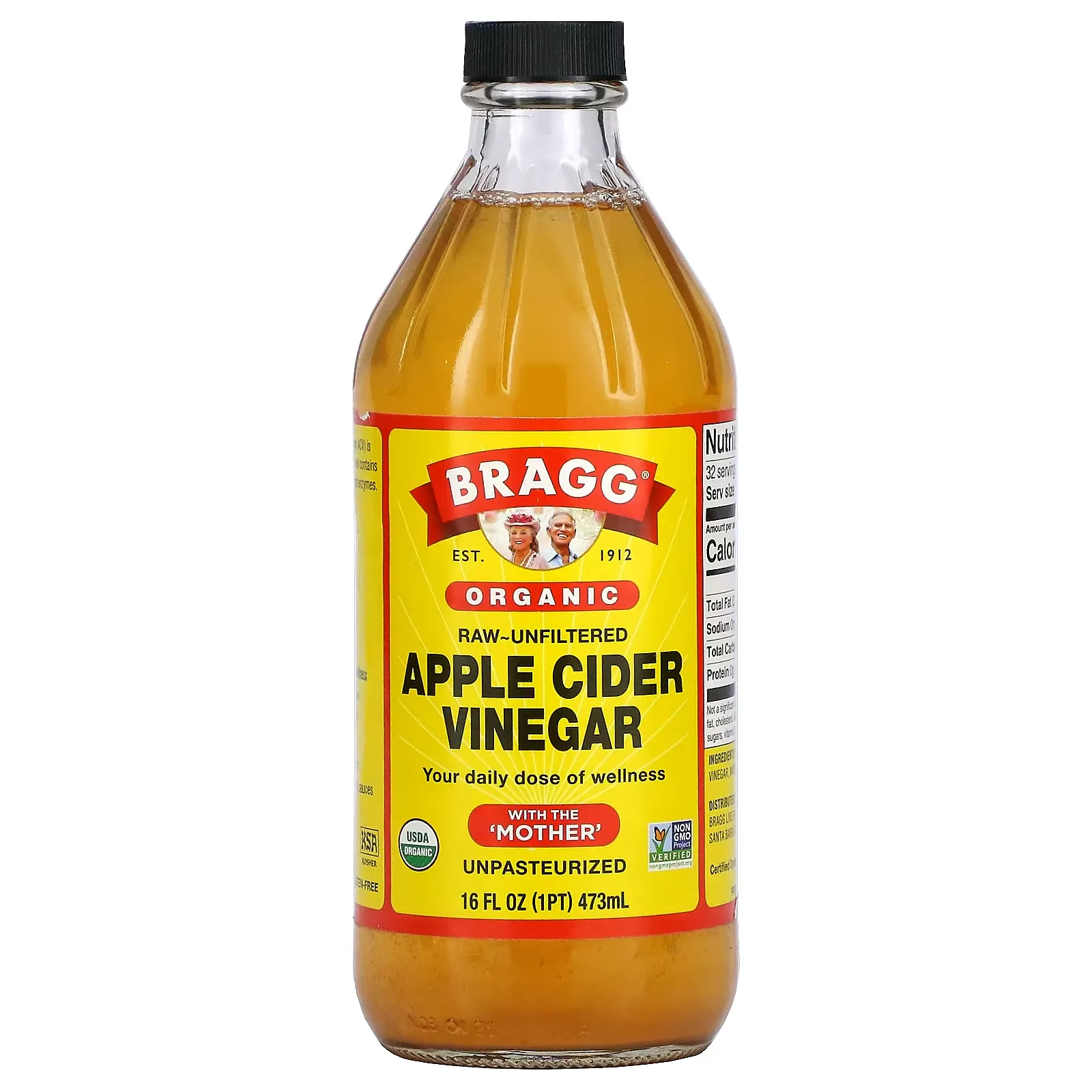 Organic Apple Cider Vinegar with The 'Mother', Raw-Unfiltered, 16 fl oz (473 ml)