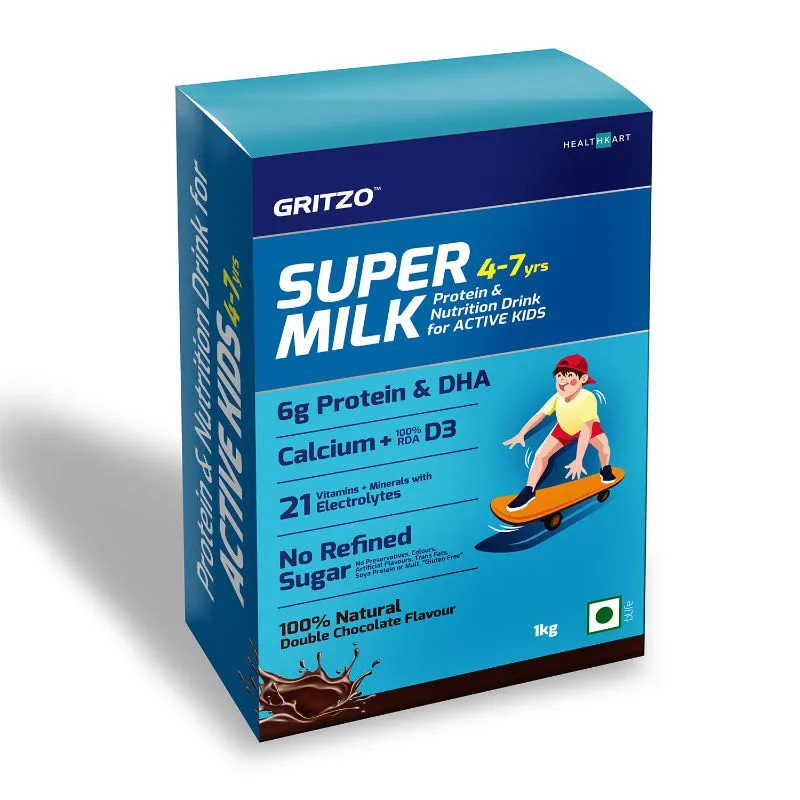 Gritzo Supermilk For Active Kids (4-7y) - Natural Double Chocolate Flavour