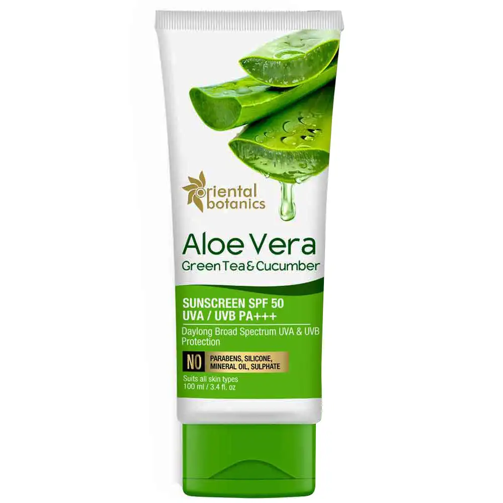 Oriental Botanics Aloe Vera Green Tea & Cucumber Sunscreen,  100 ml  SPF 50 UVA/UVB PA+++