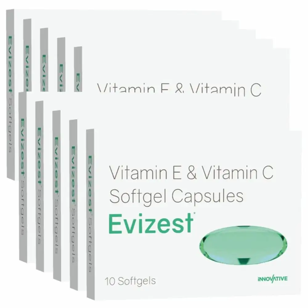 Evizest Vitamin E & Vitamin C (Pack of 10),  10 softgels