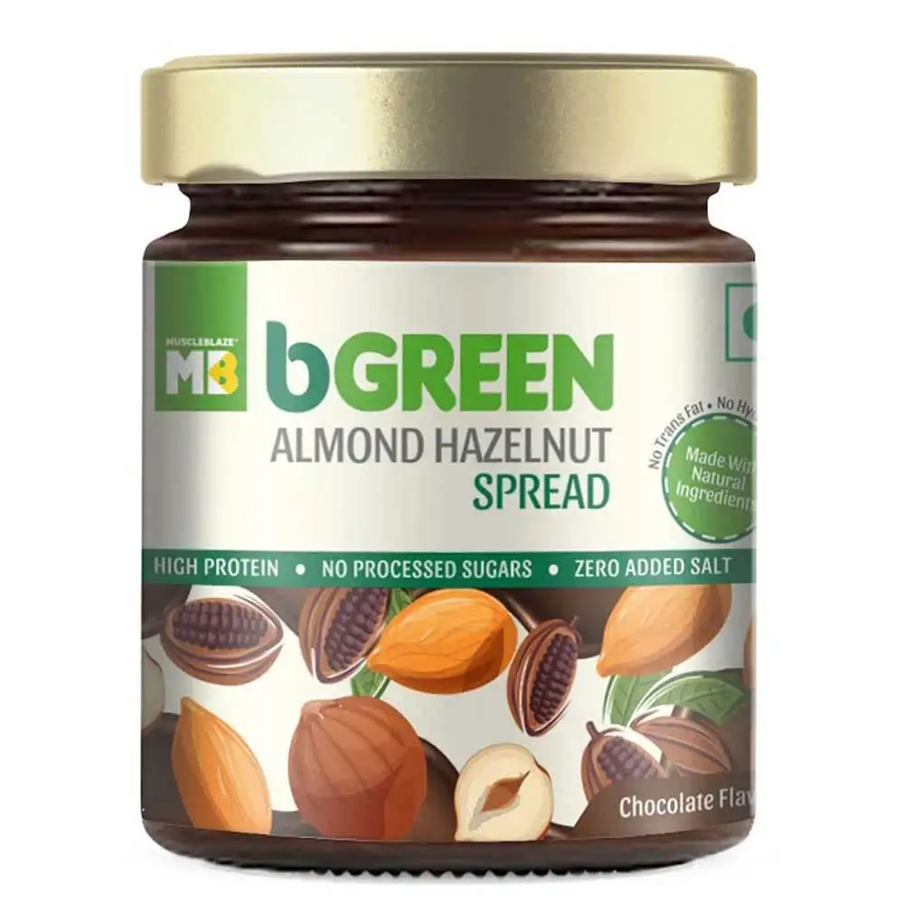 bGREEN Almond Hazelnut Spread by MuscleBlaze OP,  Chocolate  200 g