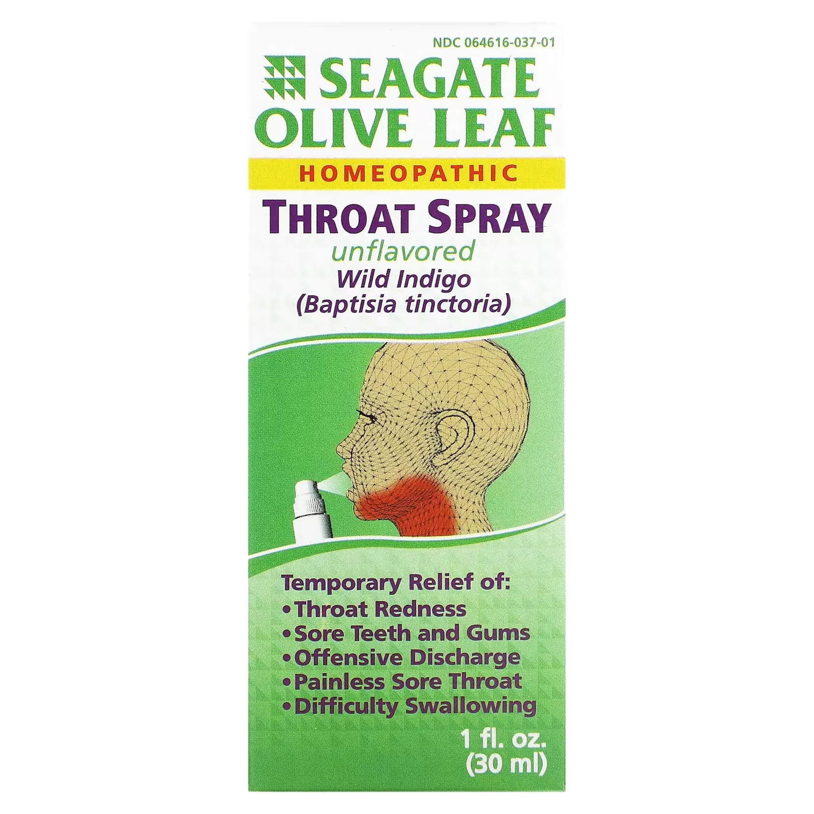 Olive Leaf Throat Spray, Unflavored, 1 fl oz (30 ml)