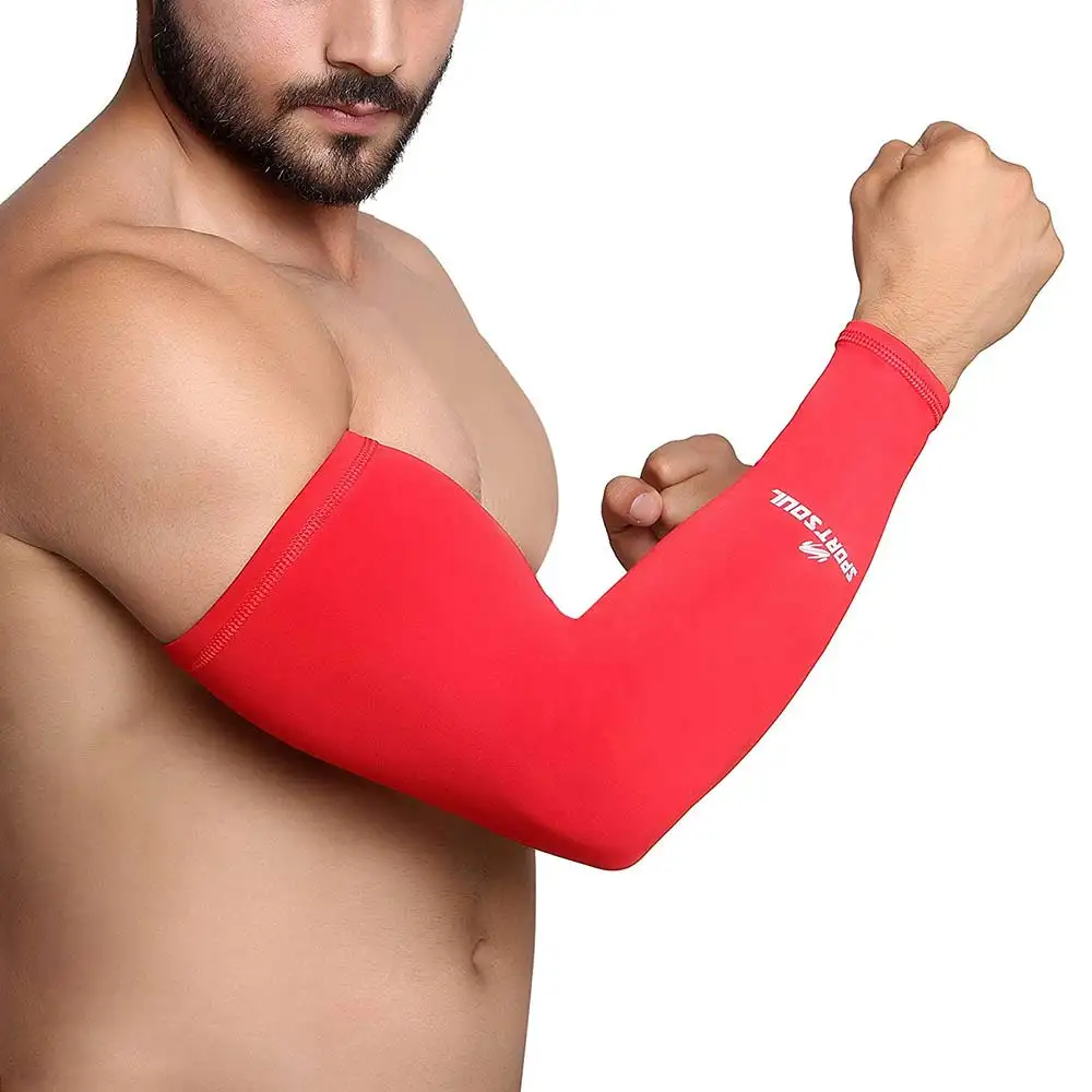 SportSoul Compression Arm Sleeves,  Red  Medium