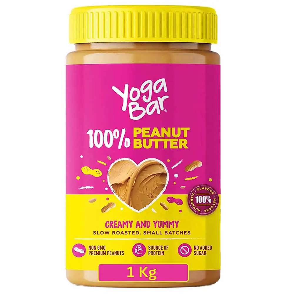 Yogabar 100% Peanut Butter,  1 kg  Creamy & Yummy