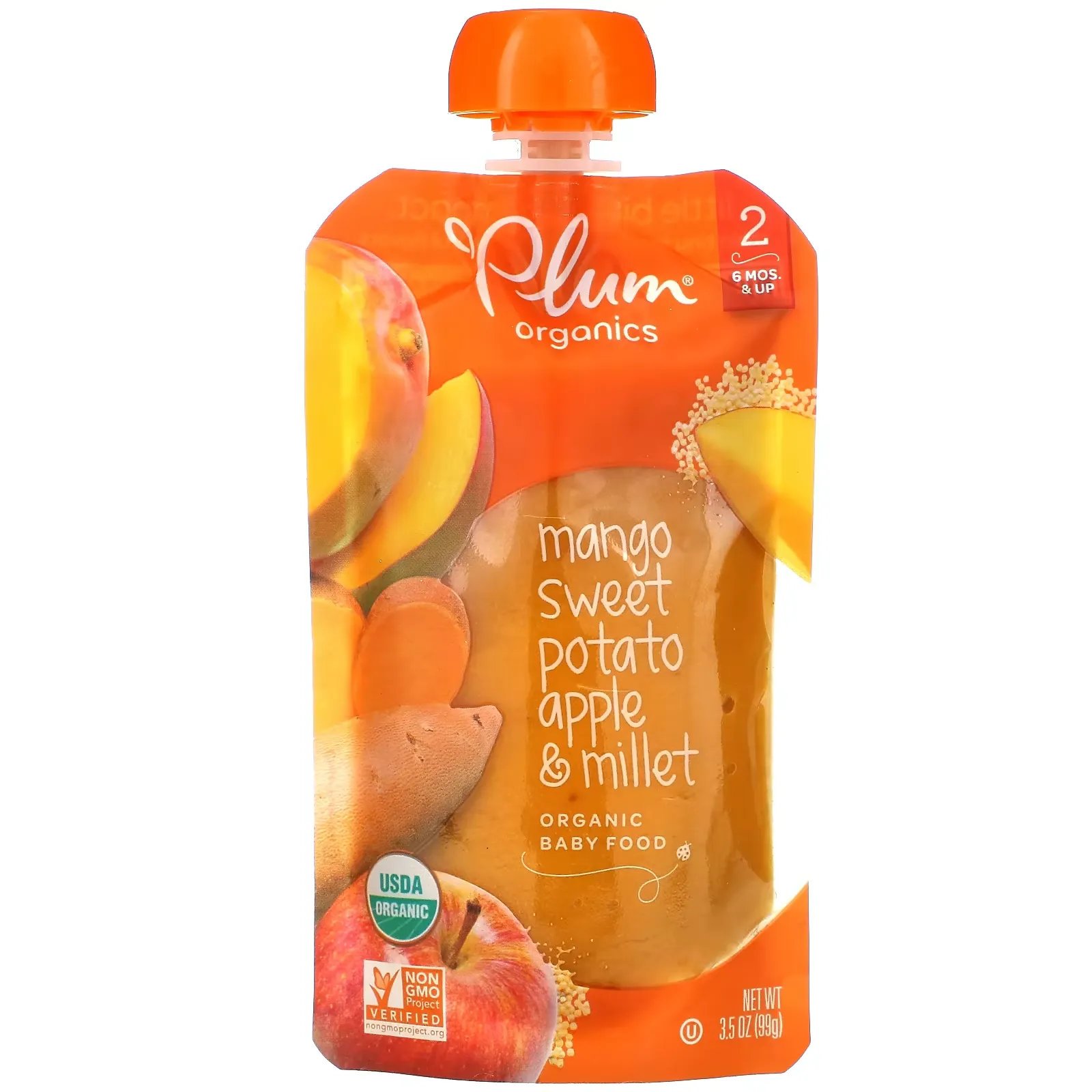 Organic Baby Food, 6 Mos & Up, Mango, Sweet Potato, Apple & Millet, 3.5 oz (99 g)