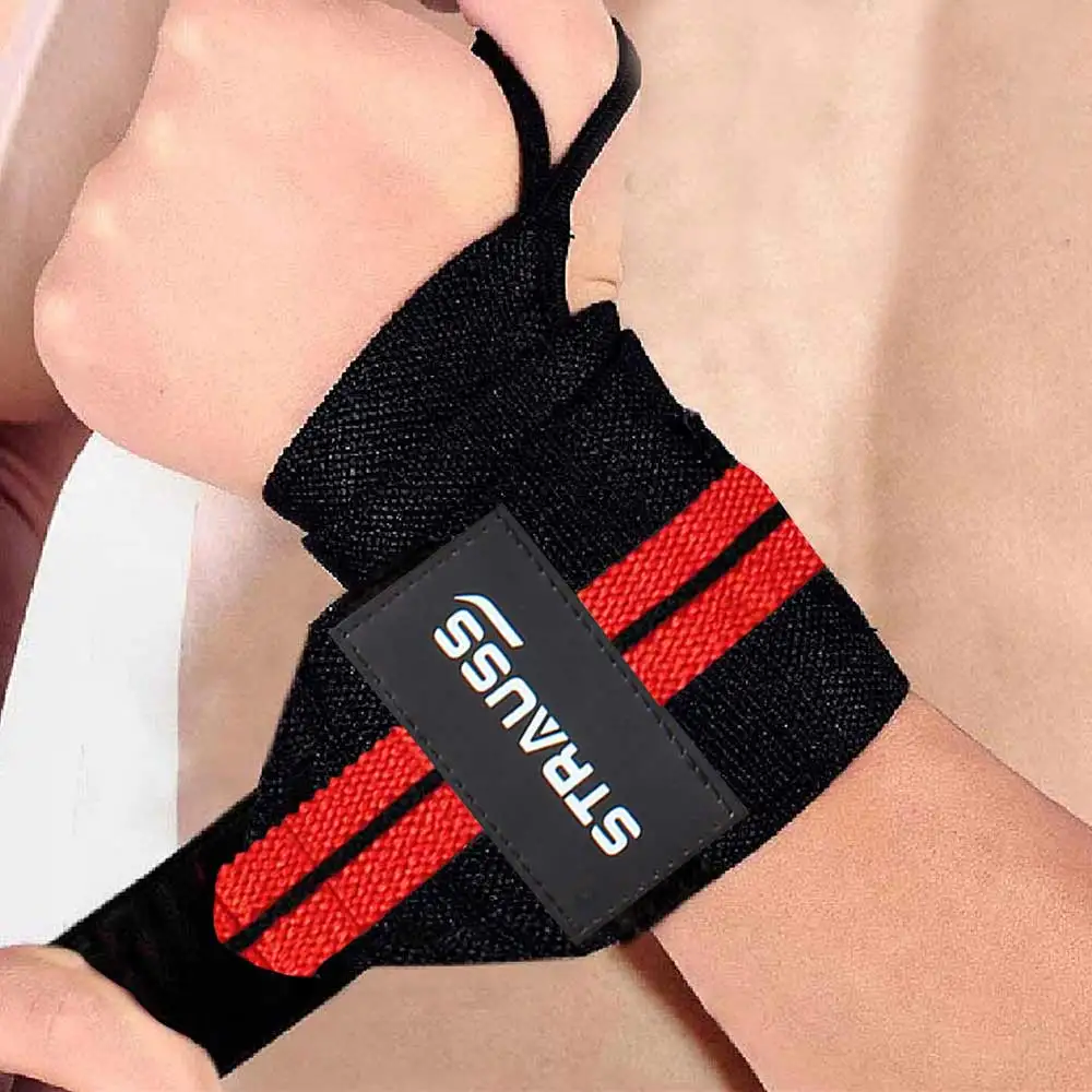 Strauss WL Cotton Wrist Support (Pack of 2),  Black & Red  Free Size