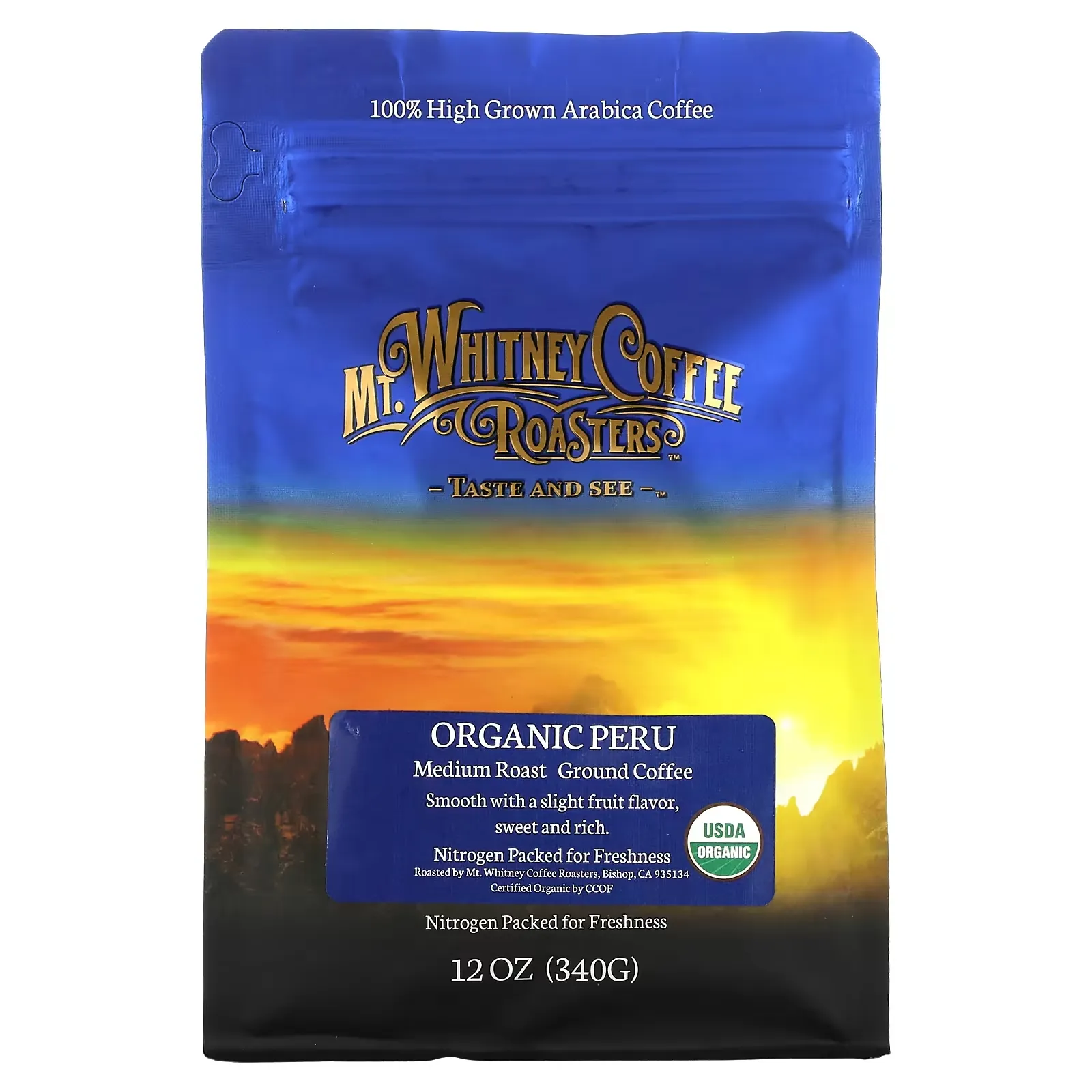 Organic Peru, Ground Coffee, Medium Roast, 12 oz (340 g)