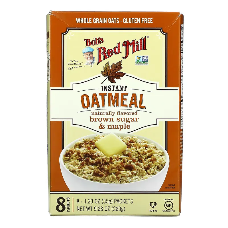 Instant Oatmeal Packets, Brown Sugar & Maple, 8 Packets, 1.23 oz (35 g) Each