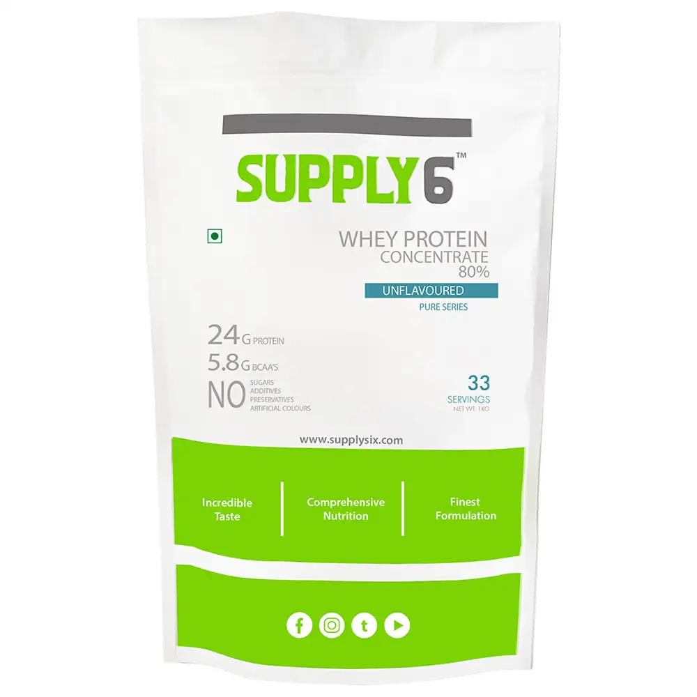 Supply6 Whey Protein Concentrate 80%,  2.2 lb  Unflavoured