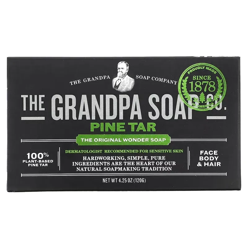 Face Body & Hair Bar Soap, Pine Tar, 4.25 oz (120 g)