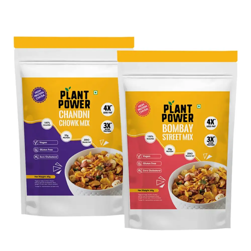 Plant Power High Protein Chivda Variety Pack of 2,  Unflavoured  60 g