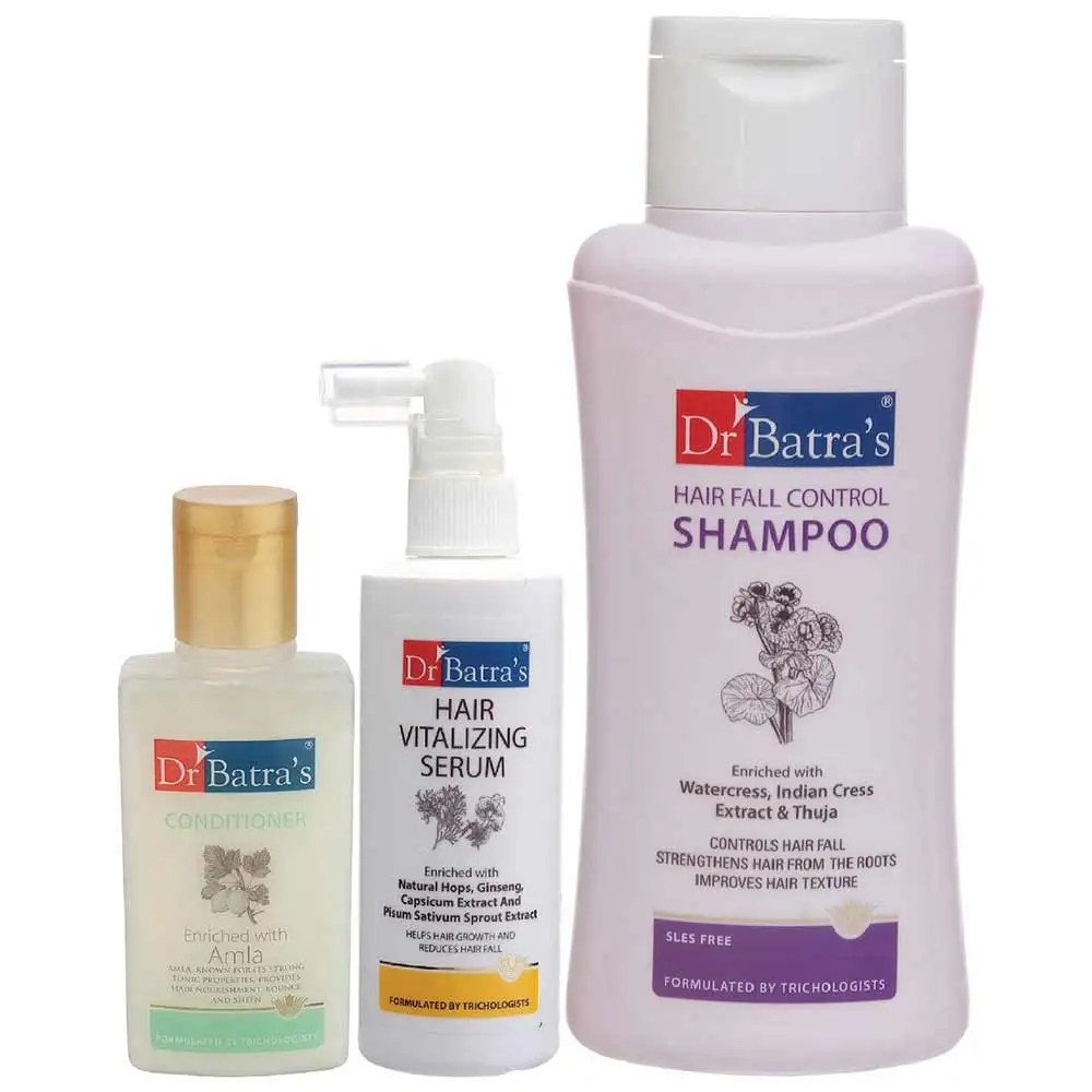 Dr Batra's Hair Vitalizing Serum, Conditioner - 100 ml and Hair Fall Control Shampoo - 500 ml Combo,  3 Piece(s)/Pack  Hair Loss