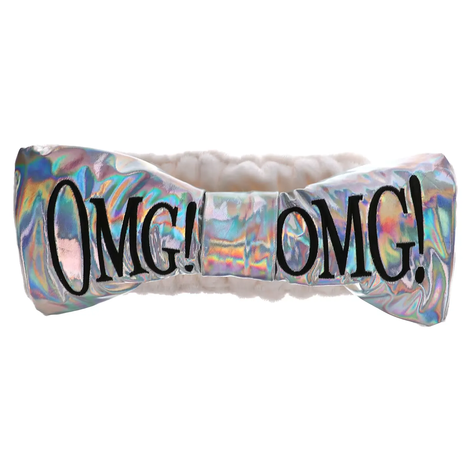 OMG! Reversible Mega Hair Band, White Plush & Rainbow Platinum, 1 Piece