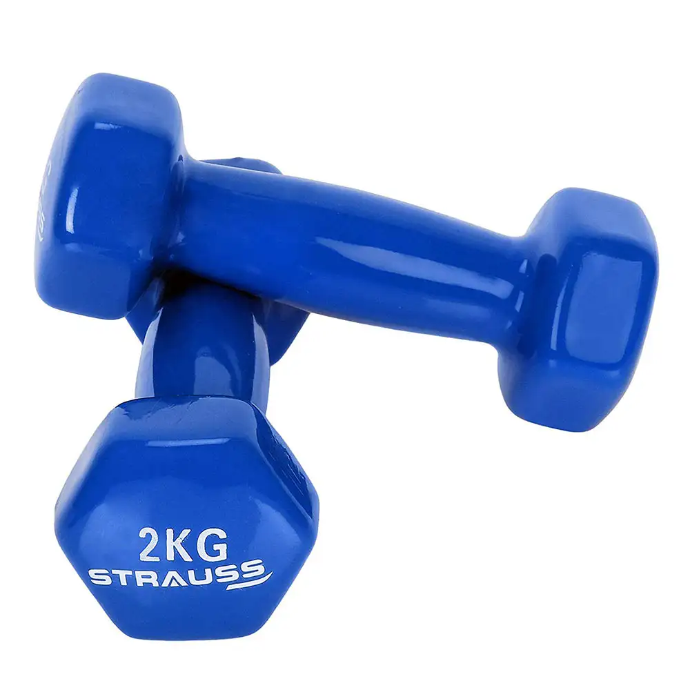 Strauss Vinyl Dumbbell,  Blue (Pair)  2 kg