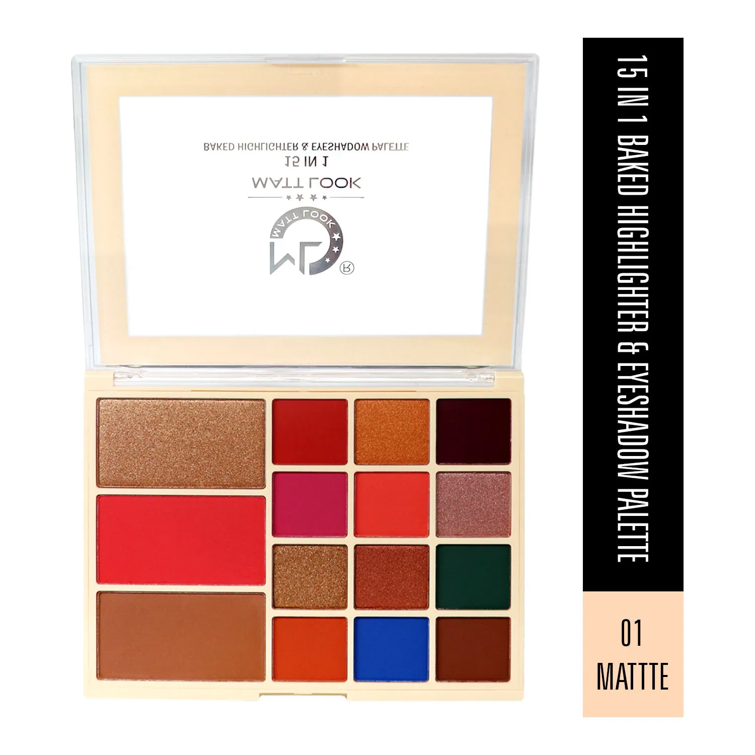 Matt look 15 In 1 Baked Highlighter & Eyeshadow Matte Palette Face Makeup - Matte-1