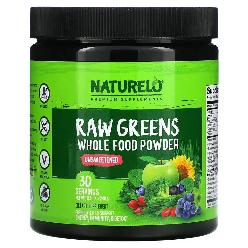 Raw Greens, Whole Food Powder, Unsweetened, 8.5 oz (240 g)