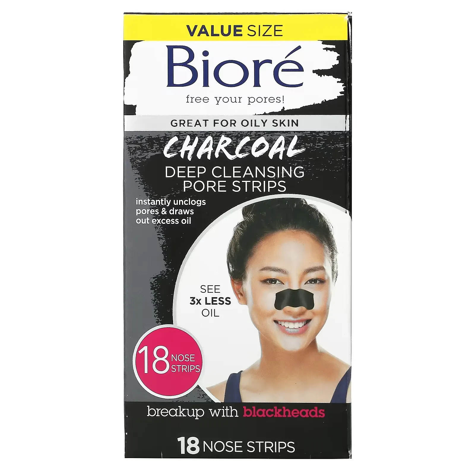 Deep Cleansing Pore Strips, Charcoal, 18 Nose Strips