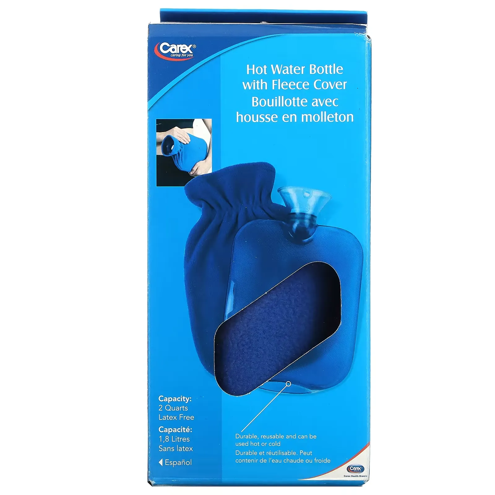 Hot Water Bottle with Fleece Cover, 1 Piece