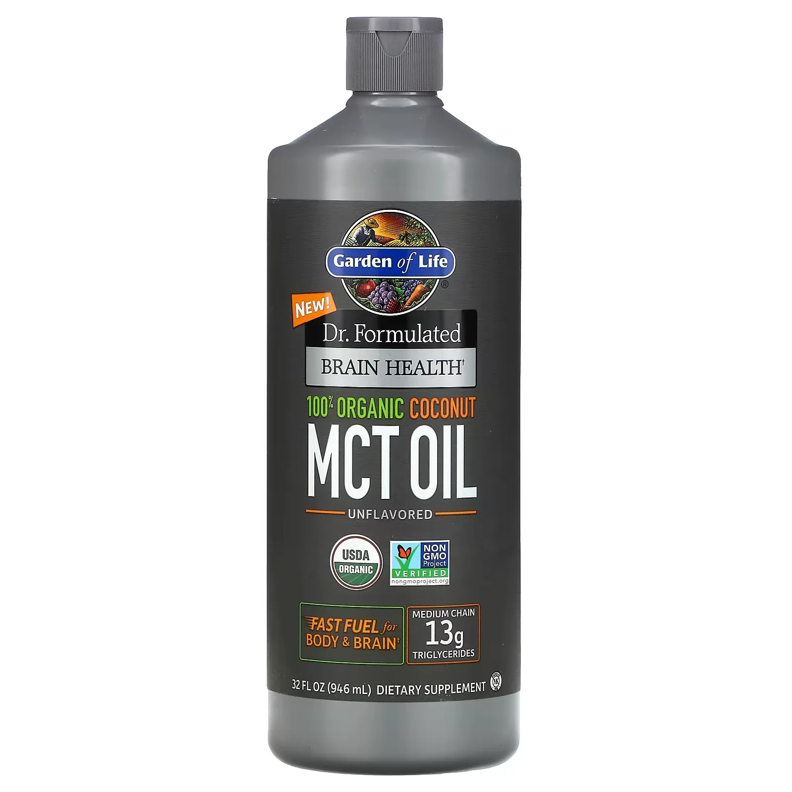 Dr. Formulated Brain Health, 100% Organic Coconut MCT Oil, Unflavored, 32 fl oz (946 ml)