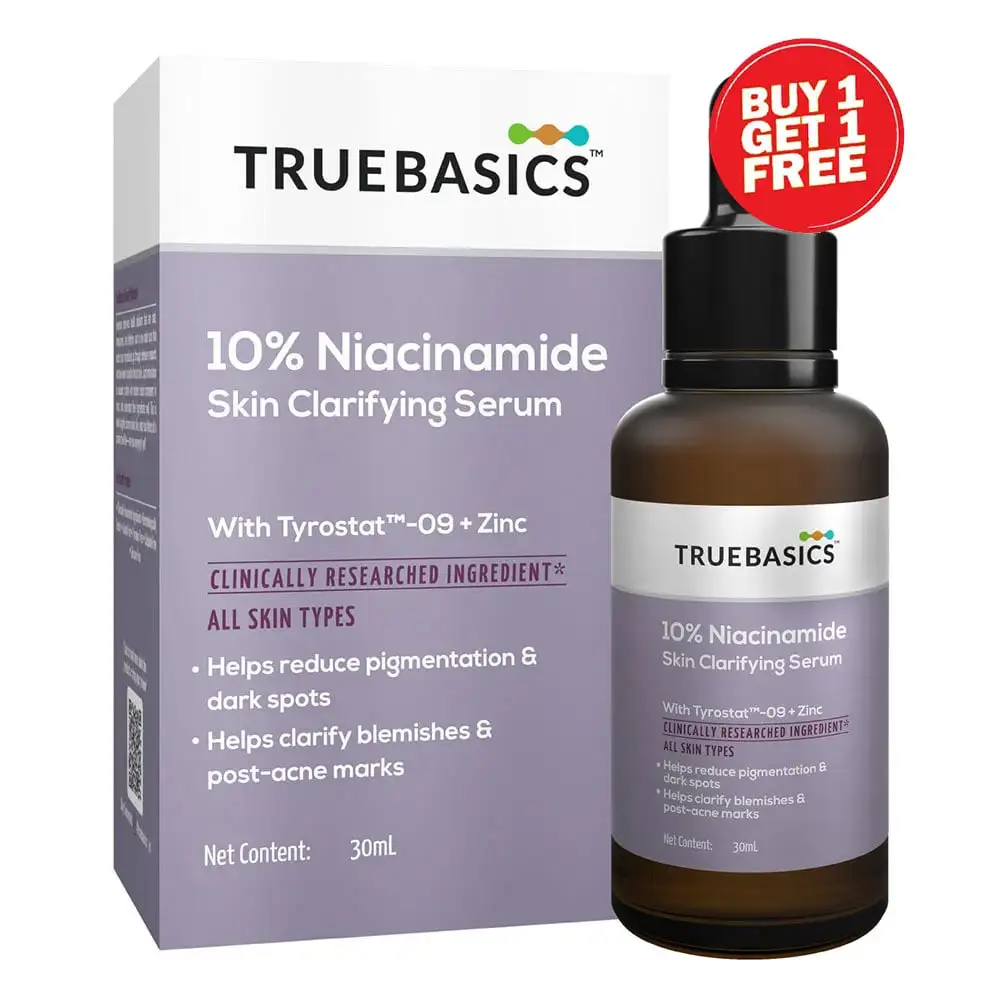 TrueBasics 10% Niacinamide Skin Clarifying Serum with Zinc & Rumex Extract,  30 ml  for Pigmentation, Dark Spots, Acne Marks