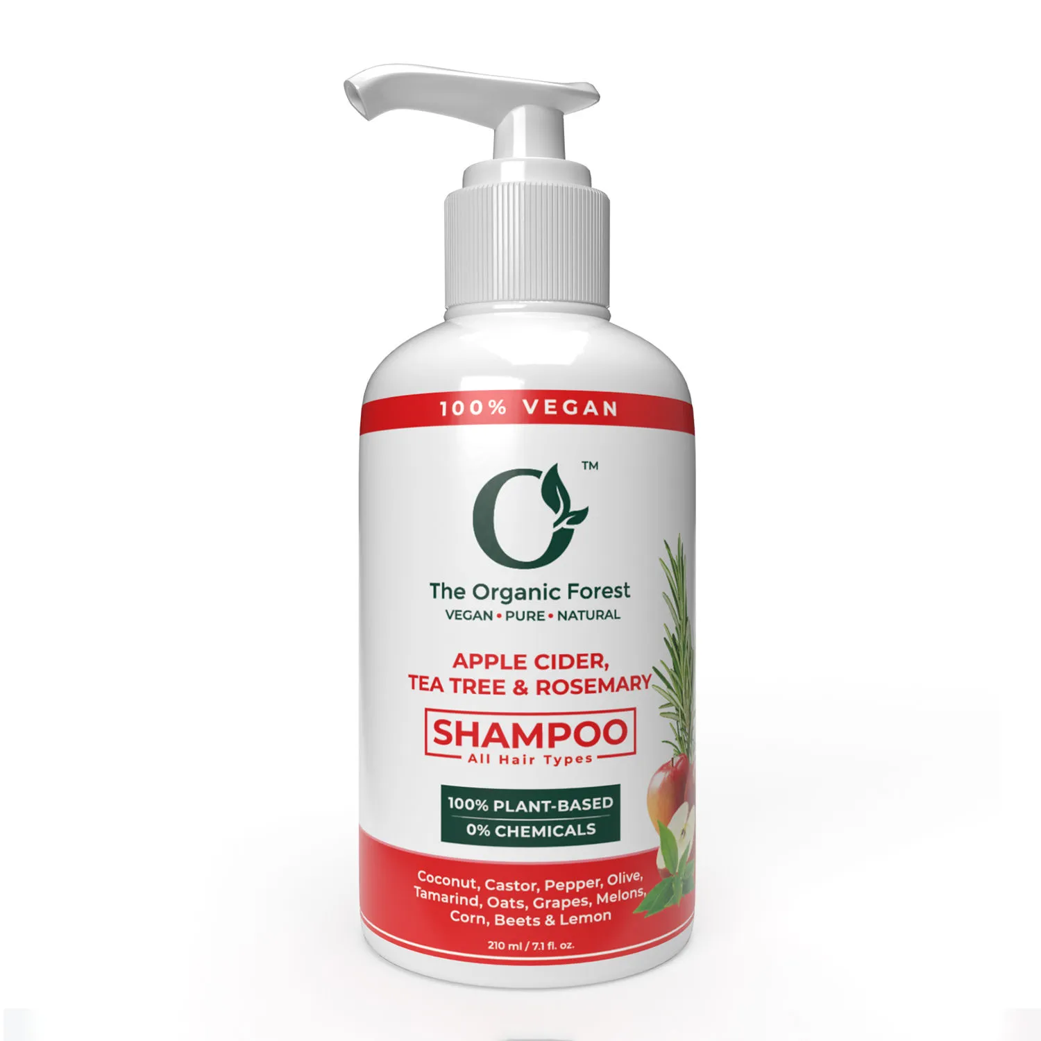 The Organic Forest 100% Vegan Apple Cider Vinegar, Tea Tree & Rosemary Shampoo