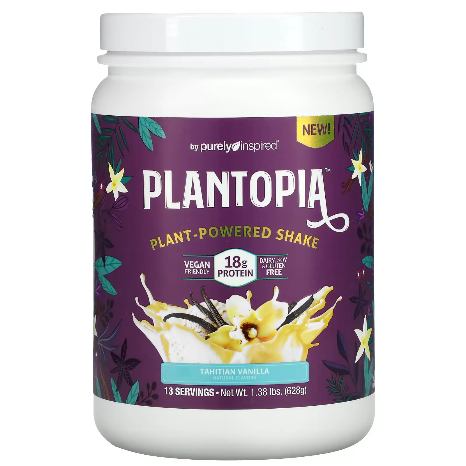 Plantopia, Plant-Powered Shake, Tahitian Vanilla, 1.38 lbs (628 g)