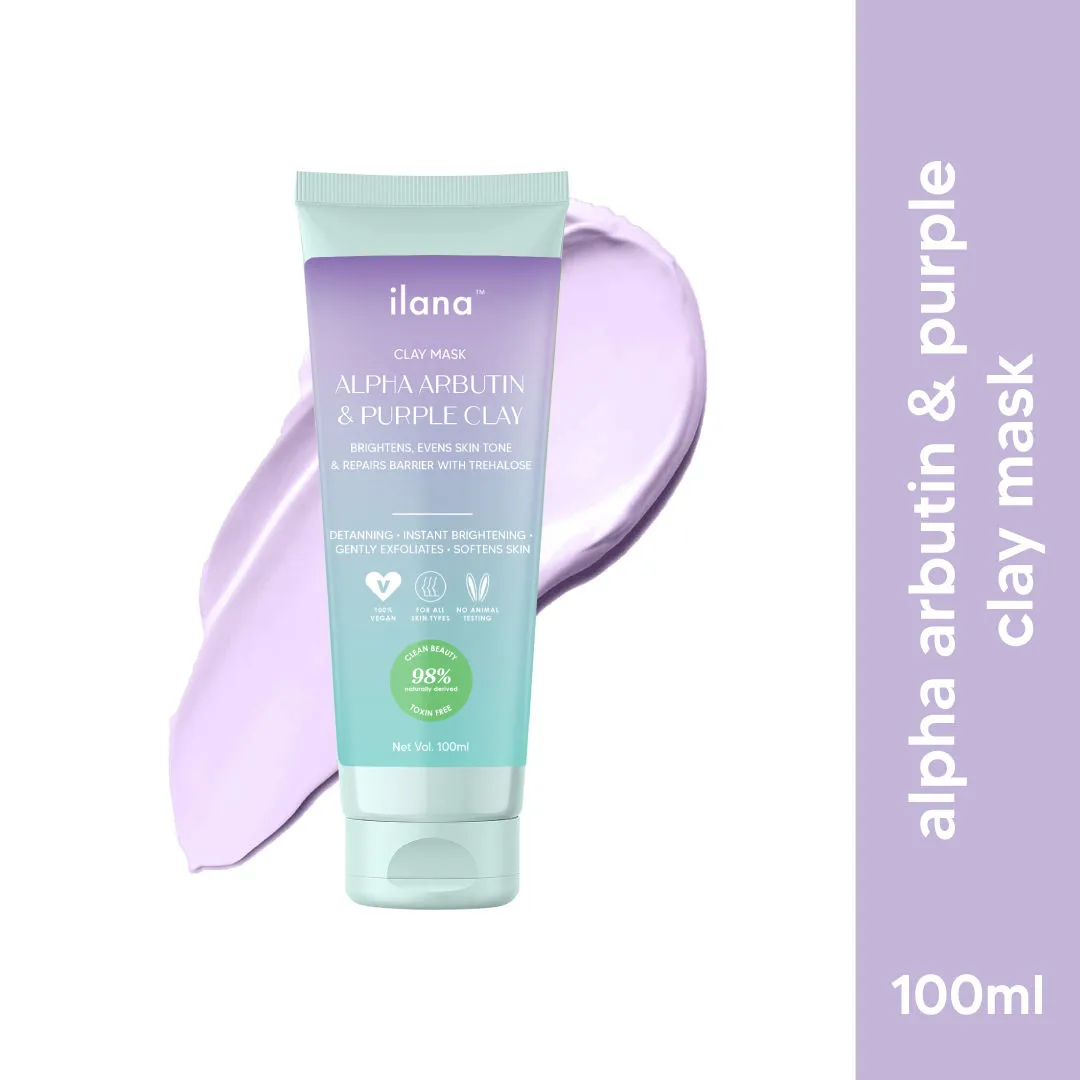 Ilana Purple Clay, Trehalose & Alpha Arbutin Brightening & Hydrating Face Mask