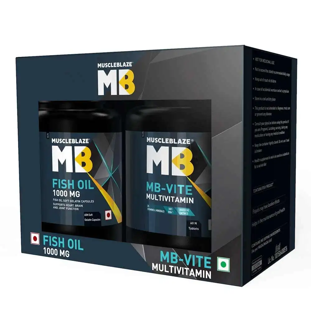 MuscleBlaze Fish Oil 1000mg & MB-Vite Multivitamin Combo OP,  2 Piece(s)/Pack