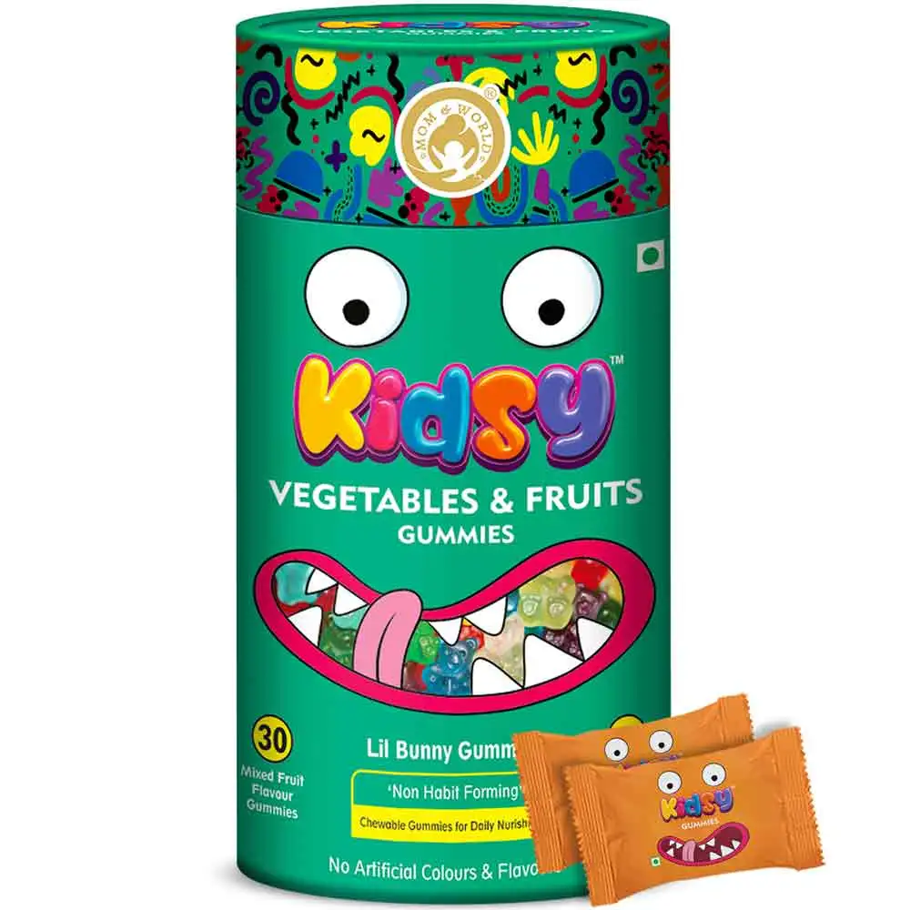 Mom & World Kidsy Vegetables & Fruits,  30 gummies  Mixed Fruit