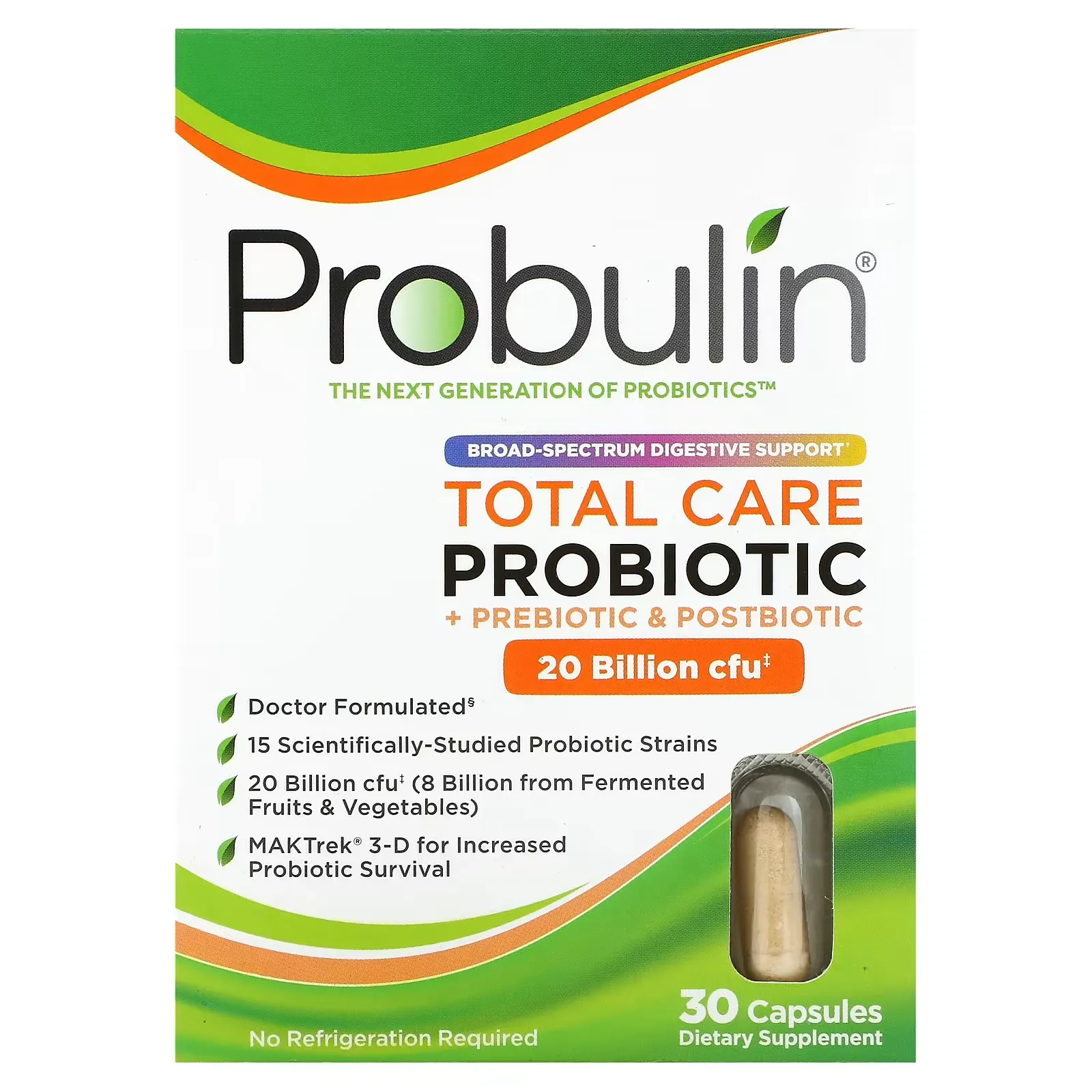 Total Care Probiotic, 20 Billion CFU, 30 Capsules