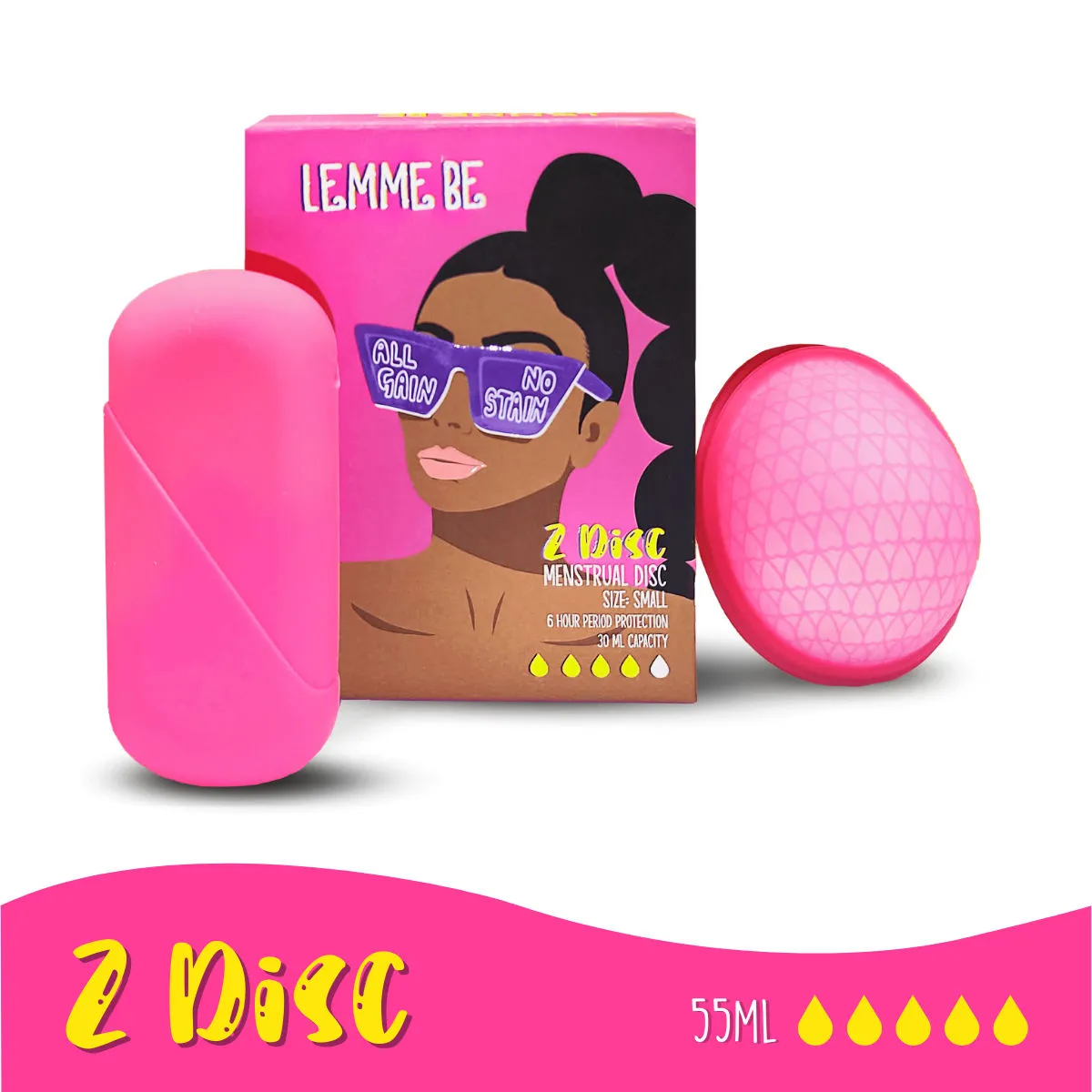 Lemme Be Reusable Menstrual Disc - Medium Size|Z Disc - 100% Medical Grade Silicone