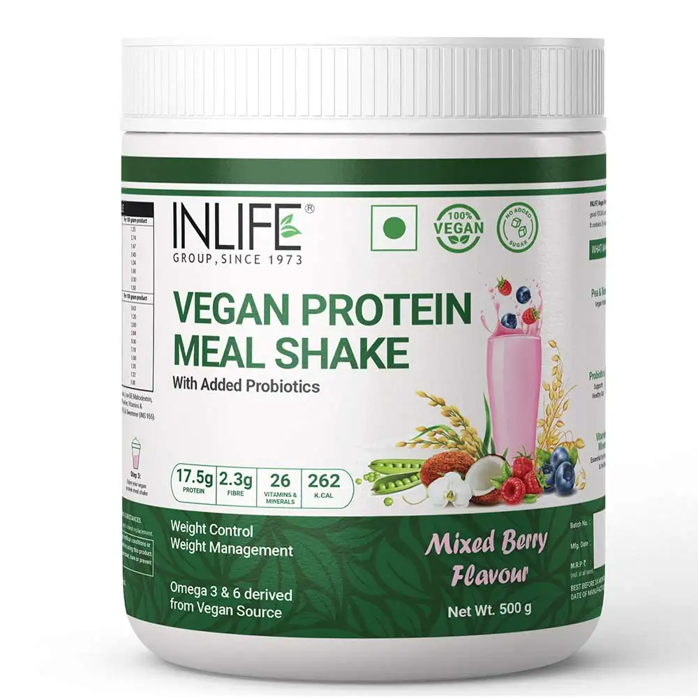 INLIFE Vegan Protein Meal Shake,  0.5 kg  Mixed Berry