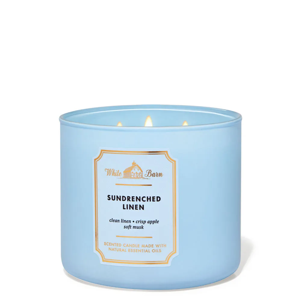 Bath & Body Works Sun-Drenched Linen 3-Wick Candle