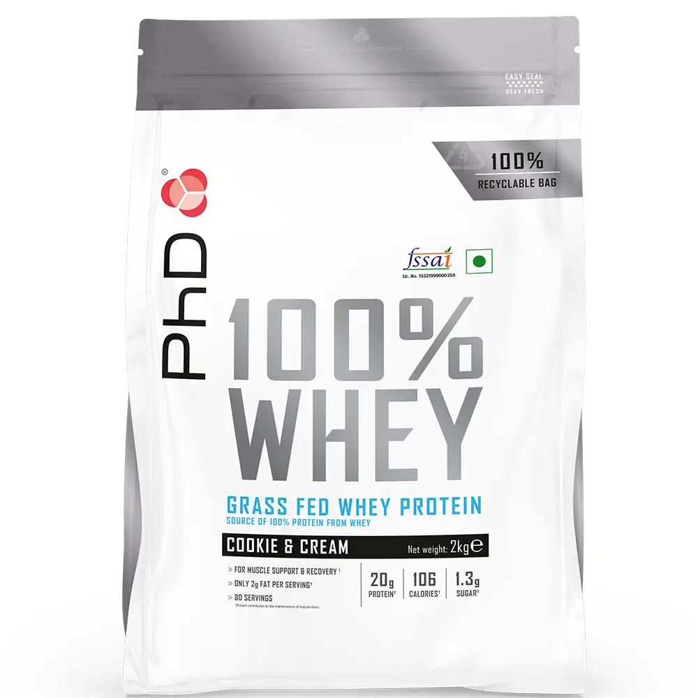 PhD 100% Whey Powder,  4.4 lb  Cookies & Cream