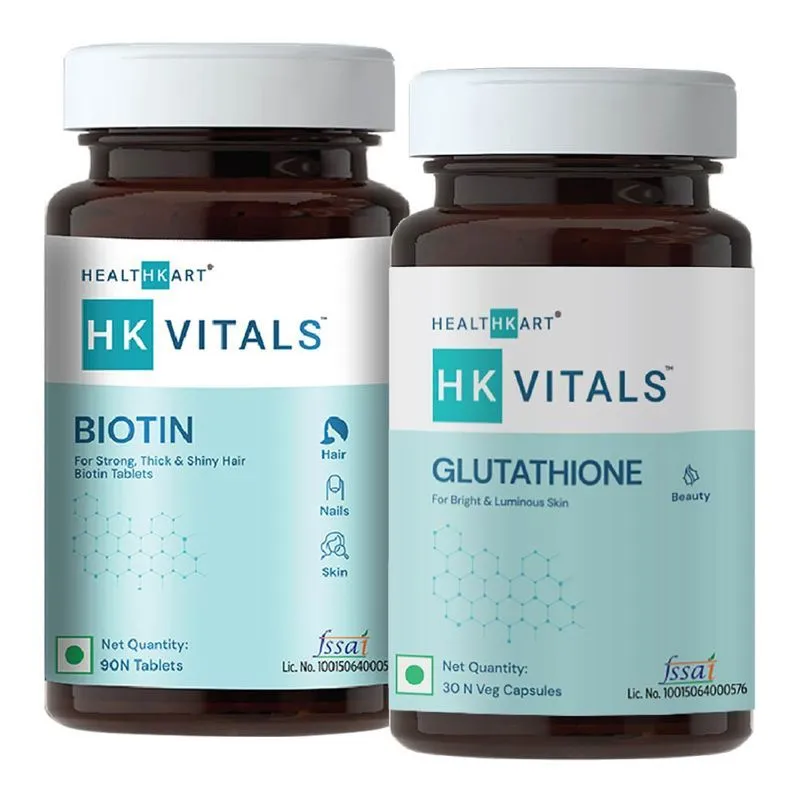 HealthKart HK Vitals Glutathione 30 capsules & Biotin 90 tablets combo, Unflavoured