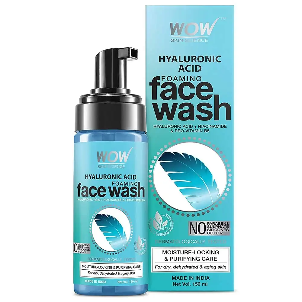 WOW Skin Science Hyaluronic Acid Foaming Face Wash,  150 ml  for Dry, Dehydrated & Aging Skin