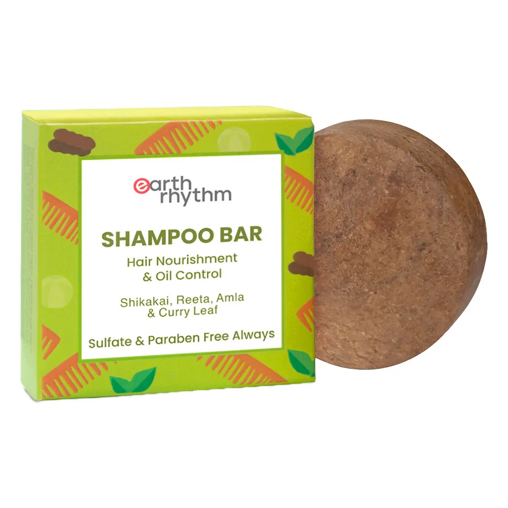 Earth Rhythm Shampoo Bar With Shikakai, Reeta, Amla & Curry Leaf - Without Tin