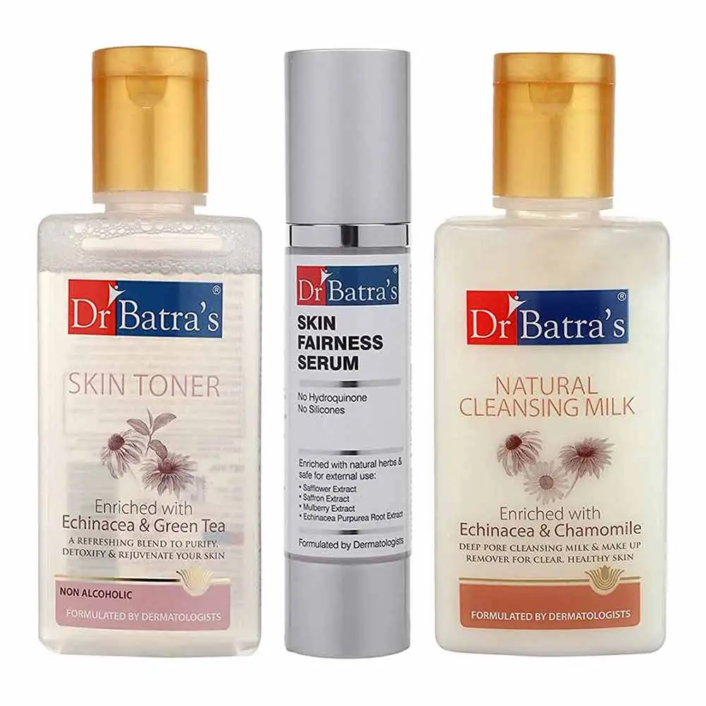 Dr Batra's Skin Toner, Natural Cleansing Milk & Skin Fairness Serum Combo,  3 Piece(s)/Pack  Skin Care