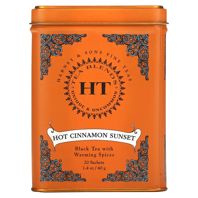 Black Tea With Warming Spices, Hot Cinnamon Sunset, 20 Tea Sachets, 1.4 oz (40 g)